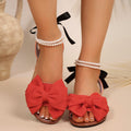 new bowknot flat slide sandals for women, solid color lightweight comfortable casual sandals for women