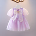 summer korean style french fairy dress - kids' large bow tutu dress for baby girls - purple tulle dress