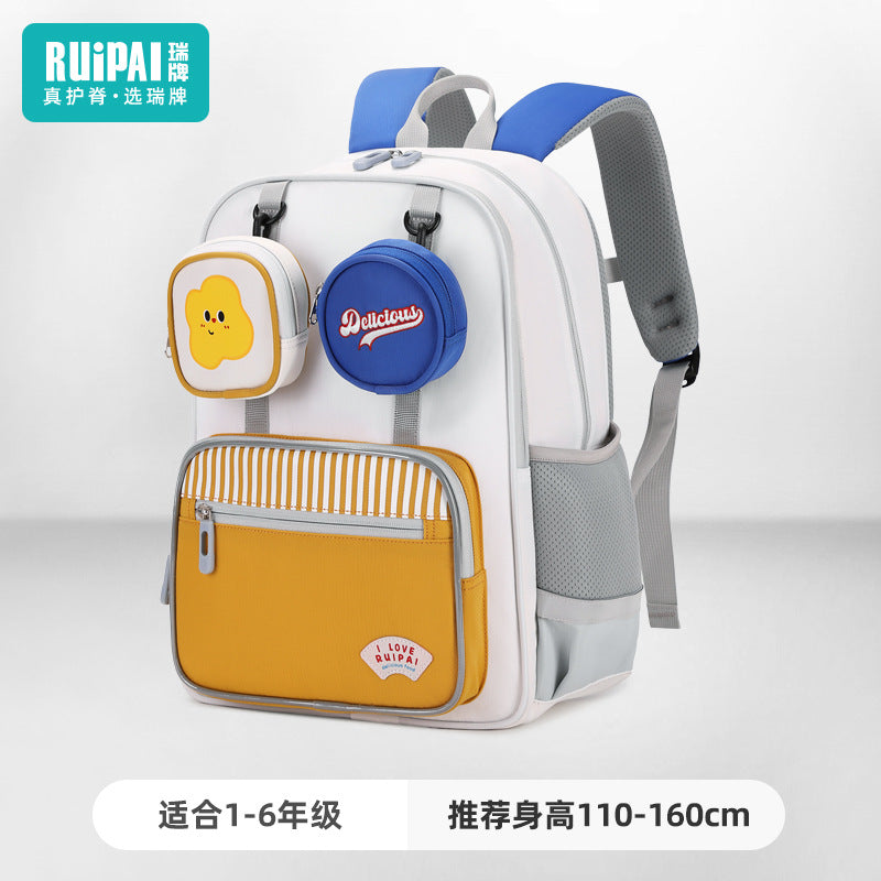 Rui brand children's schoolbag primary school students first and second grade boys and girls spine care to reduce the burden of children's lightweight waterproof backpack