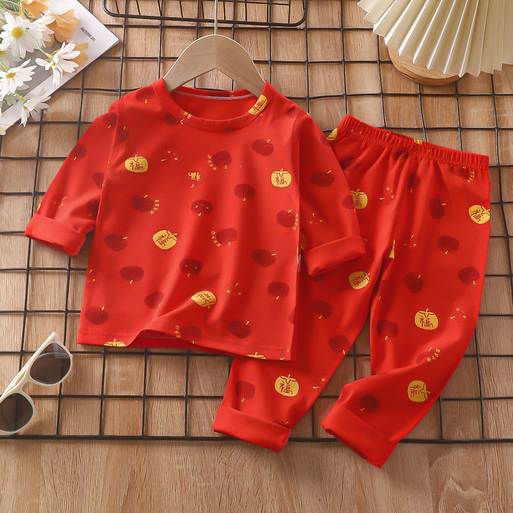 Kids' pajama set spring lycra cotton baby underwear boys' loungewear girls' thermal underwear children's clothing wholesale