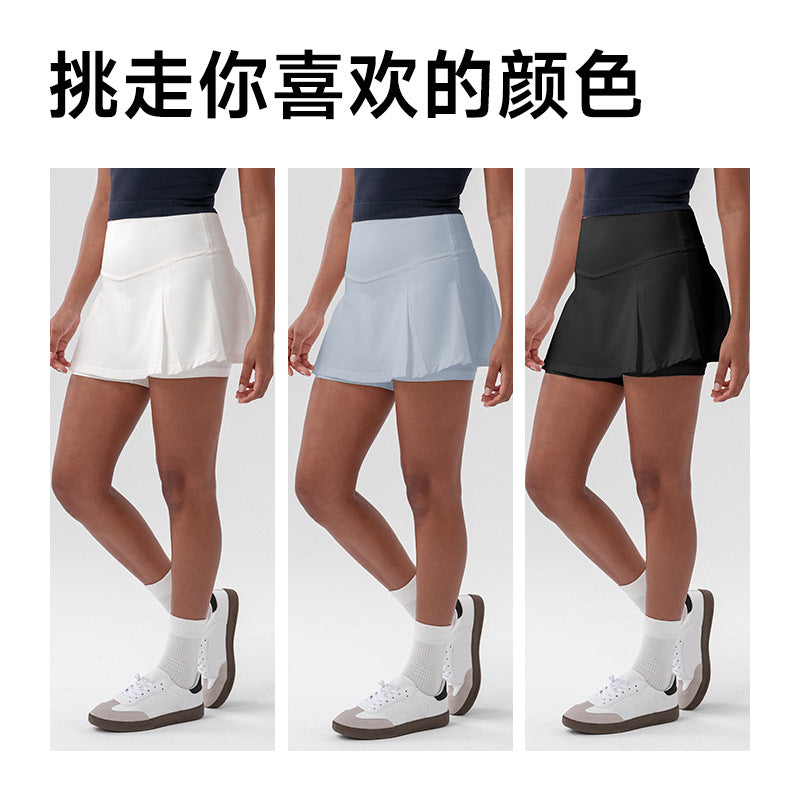 Fashion tape tight elastic yoga shorts a-line sports skirt golf skirt high waist sports skirt