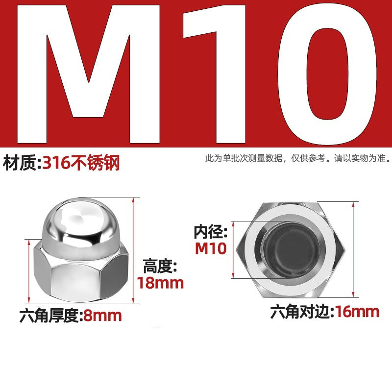 304/201/316 stainless steel round ball head nut cover type decorative screw cap female cap 3M4M5M6M8