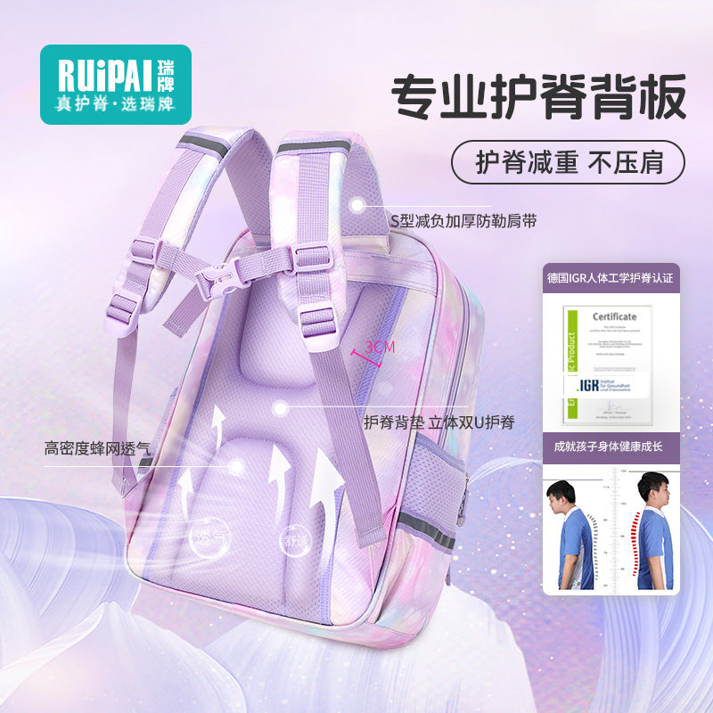 Rui brand children's schoolbag for girls in grades 1-2, large-capacity burden reduction cartoon for primary school girls, new and lightweight models for girls in 2024