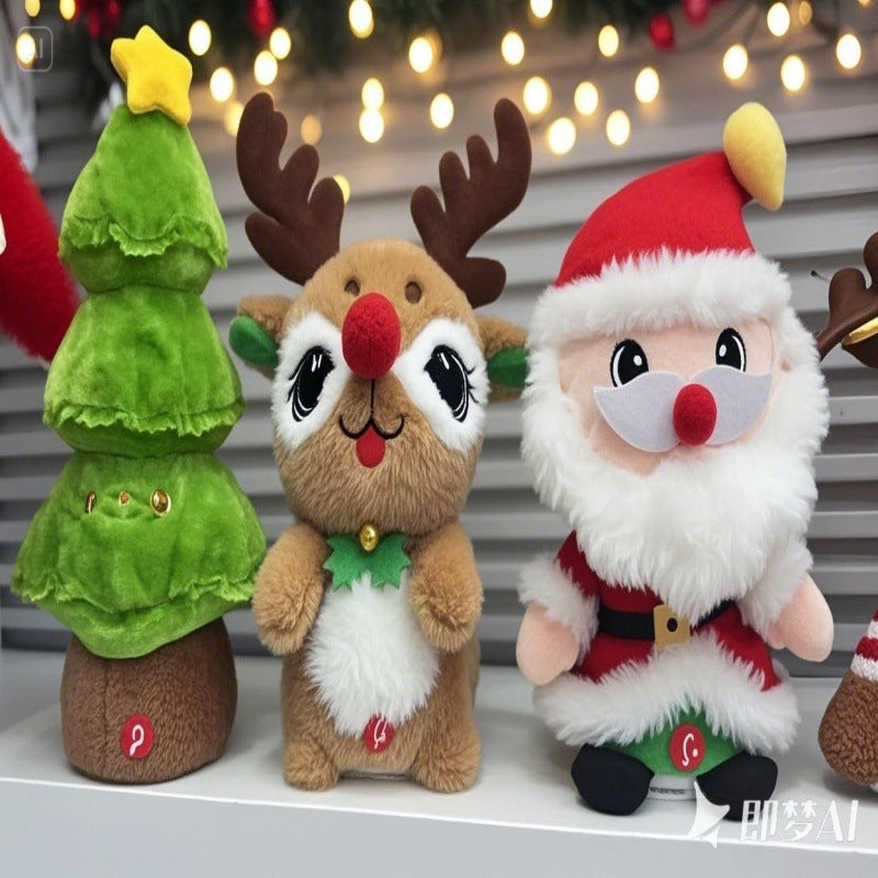 Santa claus plush toy reindeer stuffed animal girl's sleeping pillow doll christmas gift wholesale
