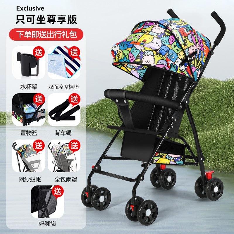 Baby stroller lightweight foldable umbrella stroller reclining seat summer travel pram for infants and toddlers