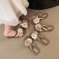 New floral fairy style french open-toe slides for women - 2025 summer beach vacation chic sandals