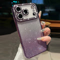 Premium rhinestone-embellished frame case for iphone 17 pro max - orange phone case, apple 15 gradient glitter full coverage