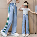 Girls' summer pants: kids' mosquito-proof trousers, lightweight summer style,  new arrivals, long pants for girls, big girls' jeans, wide-leg pants