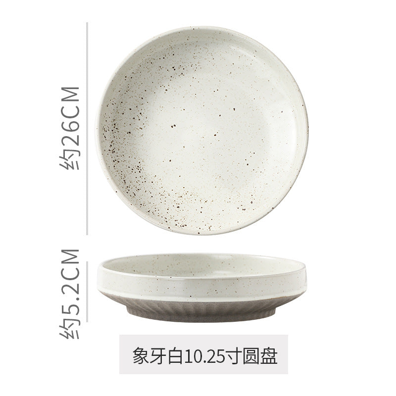 Retro stoneware dinner plate clay deep plate fruit salad plate japanese breakfast dessert plate pasta plate restaurant hotel plate