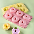 Food-grade 6-cavity silicone donut mold - macaron color round donut baking tool for cookies and pastries