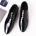 Men's business patent leather dress shoes - new autumn collection, pointed toe slip-on loafers, low-cut formal shoes in plus sizes