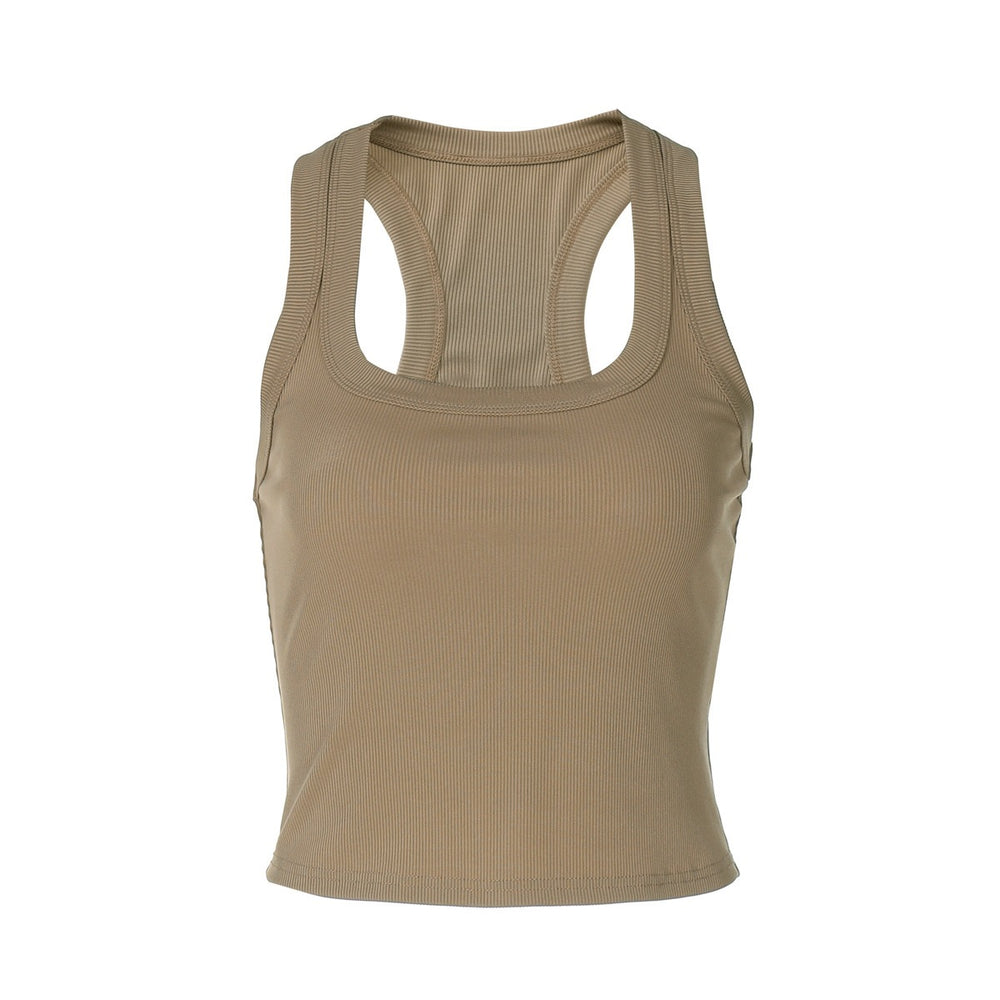 European and american style new  summer fashion hot girl u-neck solid color slim fit tank top crop top women's wholesale