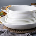 Ceramic white 8inch deep plate 10 pack bone china underglaze color vegetable plate for home round plate rice plate soup plate deep vegetable plate