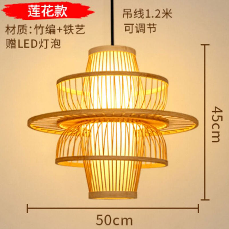 Japanese chandelier restaurant light tatami light new Chinese bamboo lamp zen light tea room light Chinese style bamboo art lighting