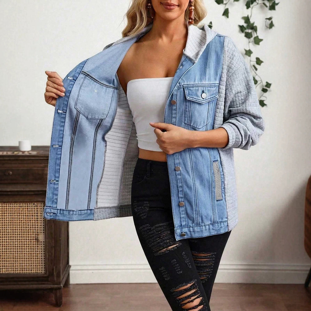 new arrivals: plus size women's patchwork hooded denim jacket - perfect for , , and european & american markets