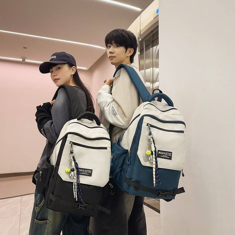 New spring and summer trend schoolbag junior high school backpack large capacity high school color matching outdoor travel computer bag