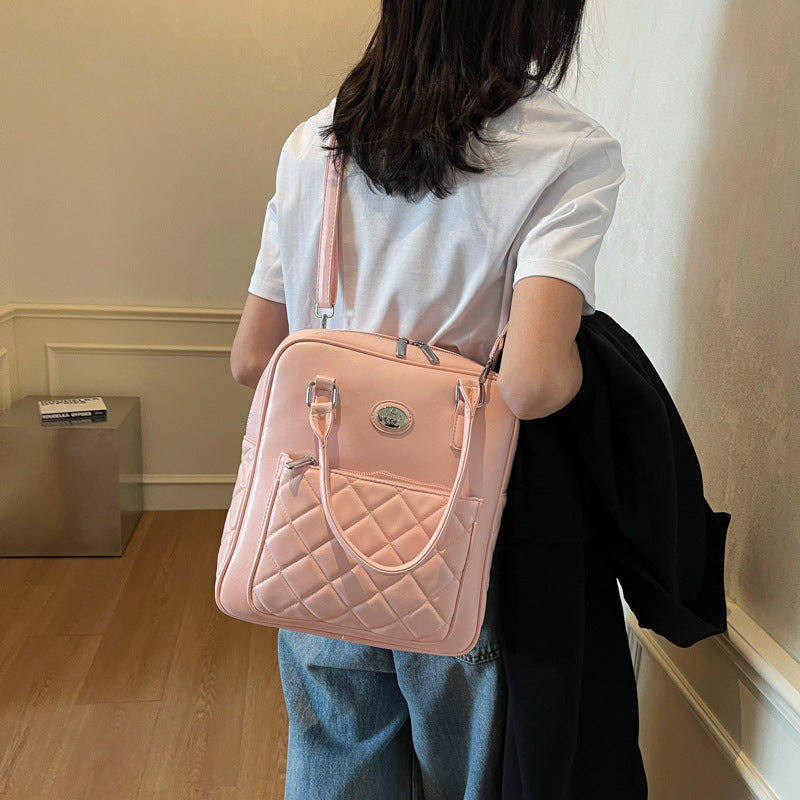 Cross-border direct sales casual backpack 2025 new fashion Korean version pu student bag portable shoulder messenger bag