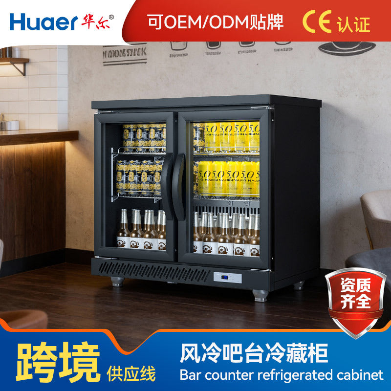 Hua bar bar small freezer cross-border supply beverage refrigerated display cabinet commercial three-door fresh-keeping refrigerator