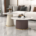 Nordic rock slab living room coffee table set - new light luxury modern small apartment creative trendy round side table