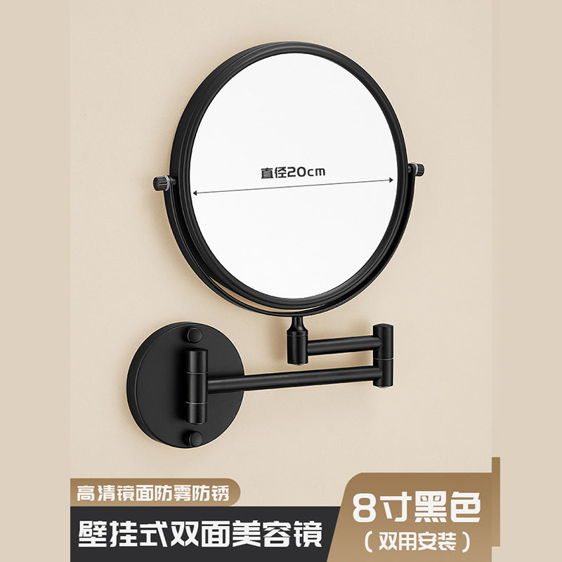 Wall-mounted makeup mirror, beauty mirror, cross-border bathroom folding double-sided magnifying round mirror, hotel bathroom vanity mirror