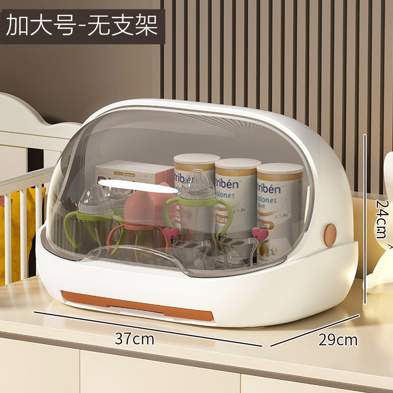 Bottle storage box Large capacity flip cover Dust drain rack Covered baby products Supplementary food tableware Drain storage box