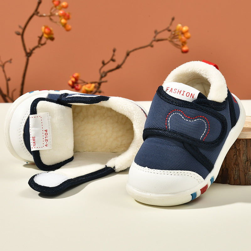 Baby first walker cotton shoes for girls and boys, ages 0-1-3 years, infant and toddler soft sole non-slip plush winter boots