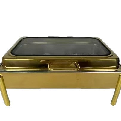 Thickened stainless steel buffet warming cabinet with hinged lid - ideal for hotel buffets and cafeterias