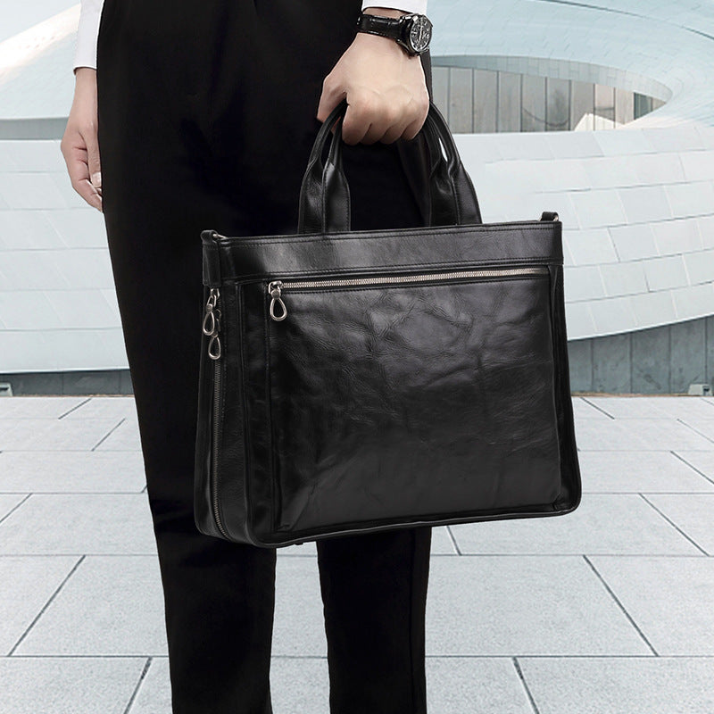 Delivery of genuine leather men's bags, casual messenger men's briefcase, cowhide computer bag, business large-capacity men's handbag