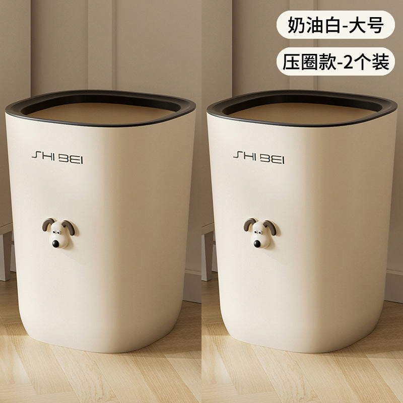 Trash can for homecute high-looking bucket bedroom cream style creative sanitary bucket living room pressure ring with lid push-type