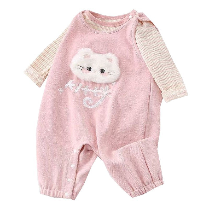 Spring overalls for young babies: stylish spring outfit set for one-year-old girls - trendy pants and spring apparel for infants and toddlers