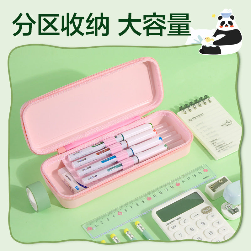 Deli XM751 Panda Series PP Stationery Box Student Waterproof and Stain-resistant Stationery Box Multifunctional Pencil Case Pencil Case