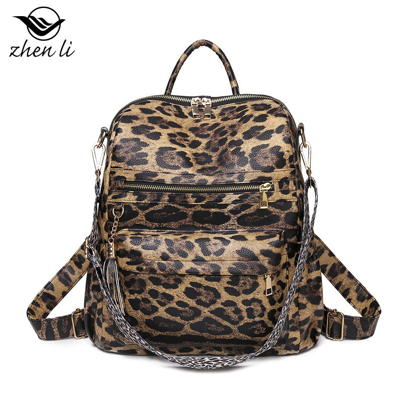 Cross-border bags backpack large capacity trend retro backpack soft leather dual-purpose shoulder bag women's backpack
