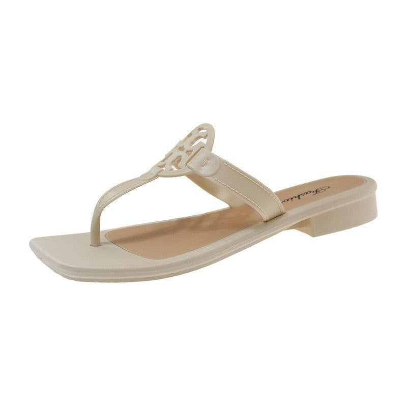 2025 new women's flat sandals: roman-style square toe, fashionable, versatile, outdoor wear, non-slip, all-season