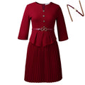 D595 in-stock european and american women's clothing cross-border  new style three-quarter sleeve fashionable elegant pleated export dress