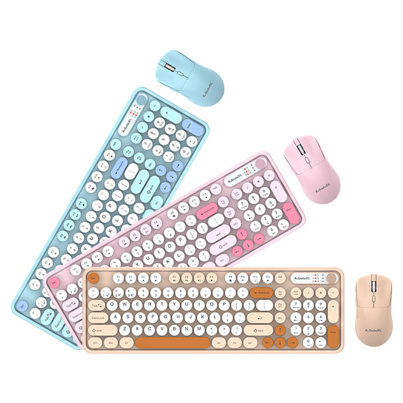 Viper wk300 dual-mode wireless bluetooth keyboard and mouse combo - punk keycaps - desktop pc laptop keyboard for women