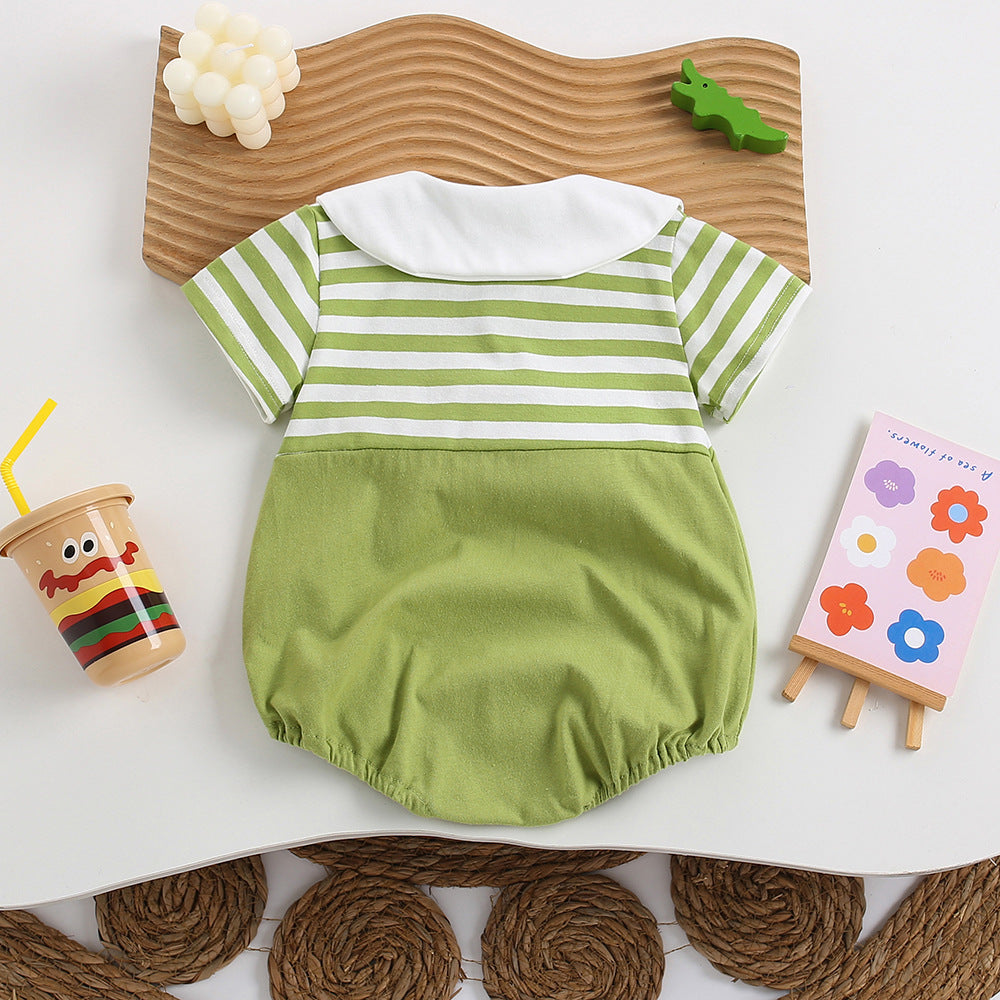 Baby bag fart summer thin vest male and female baby summer jumpsuit lapel fish frog triangle ha clothes