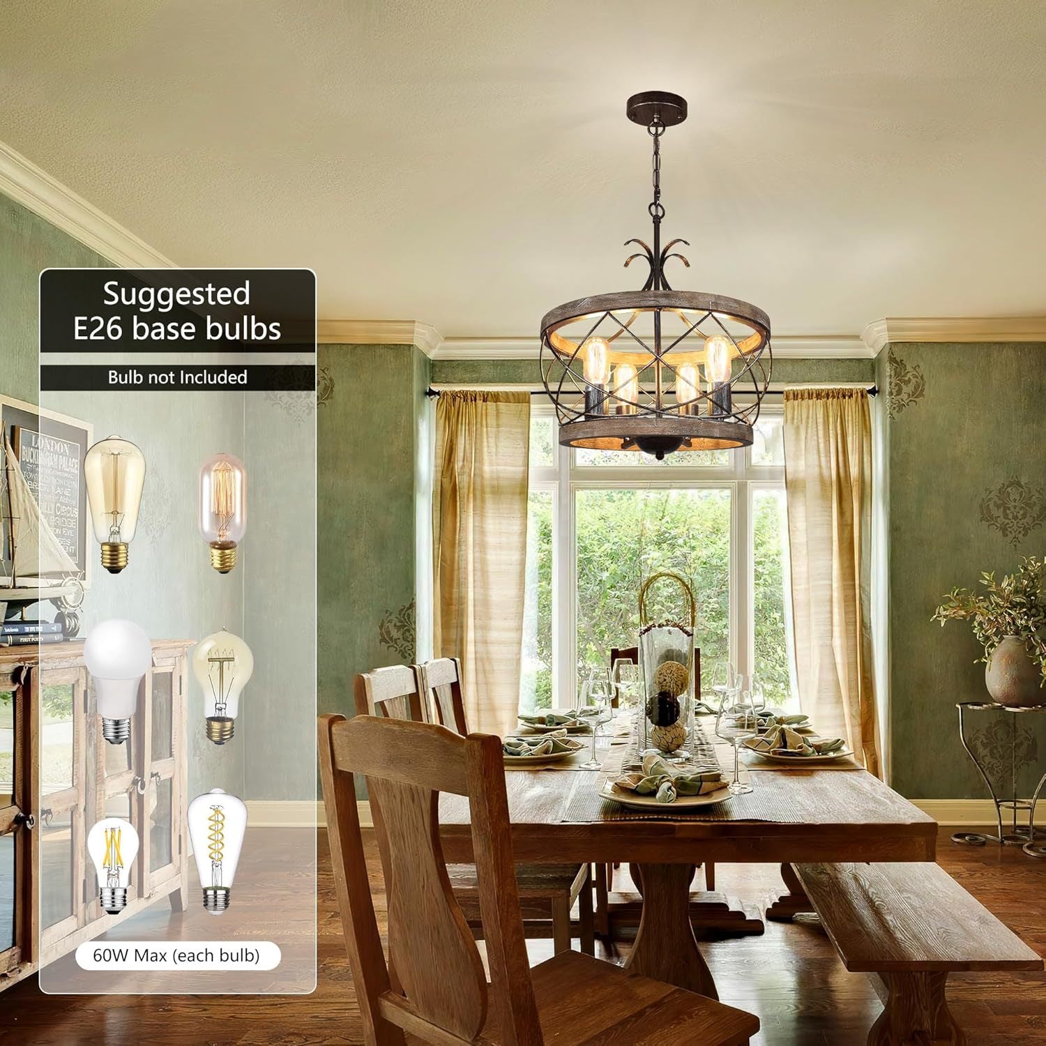 Cross-border special American solid wood country wrought iron chandelier, suitable for restaurant bar island lamp cafe lamp