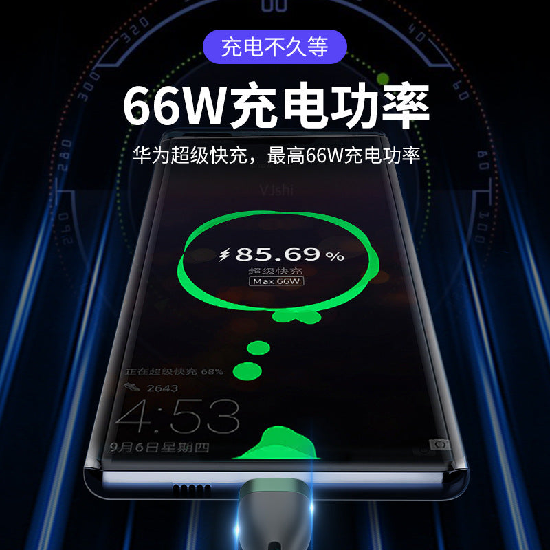 3-in-1 charging cable, 66w fast charging, compatible with apple and android devices, 6a mobile phone charging cable, 3-in-1 aluminum alloy braided cable