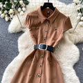Hanxi work clothing style sleeveless shirtdress women's summer waist slimming look a-line skirt light mature eleganceworkwear style