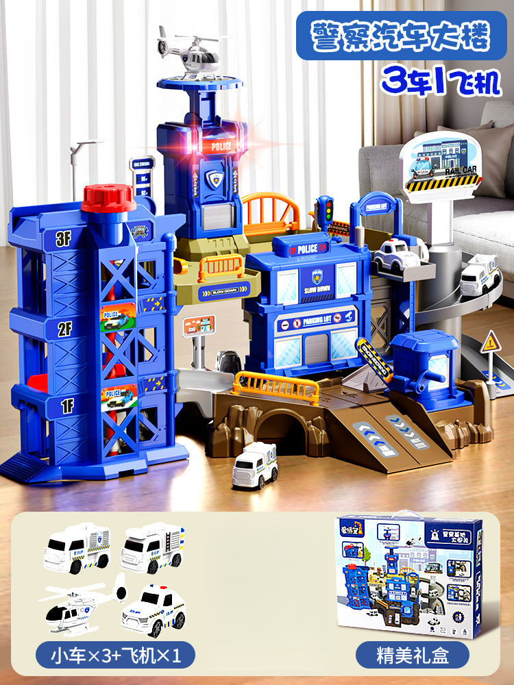 Construction track car sliding train parking lot car rush adventure 3 years old 4 boys educational kids toys