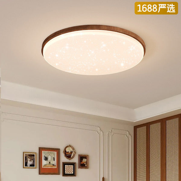 [Strict selection] Medieval style living room ceiling light super bright Gypsy light retro walnut pattern wabi-sandy eye protection lamp