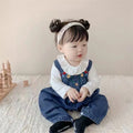 Baby spring & autumn outfit fashion casual romper set - girl's denim overalls two-piece set