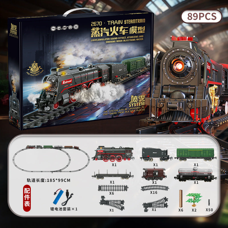 Retro steam train track suitartificial electric track train model toy cross-border nostalgic model
