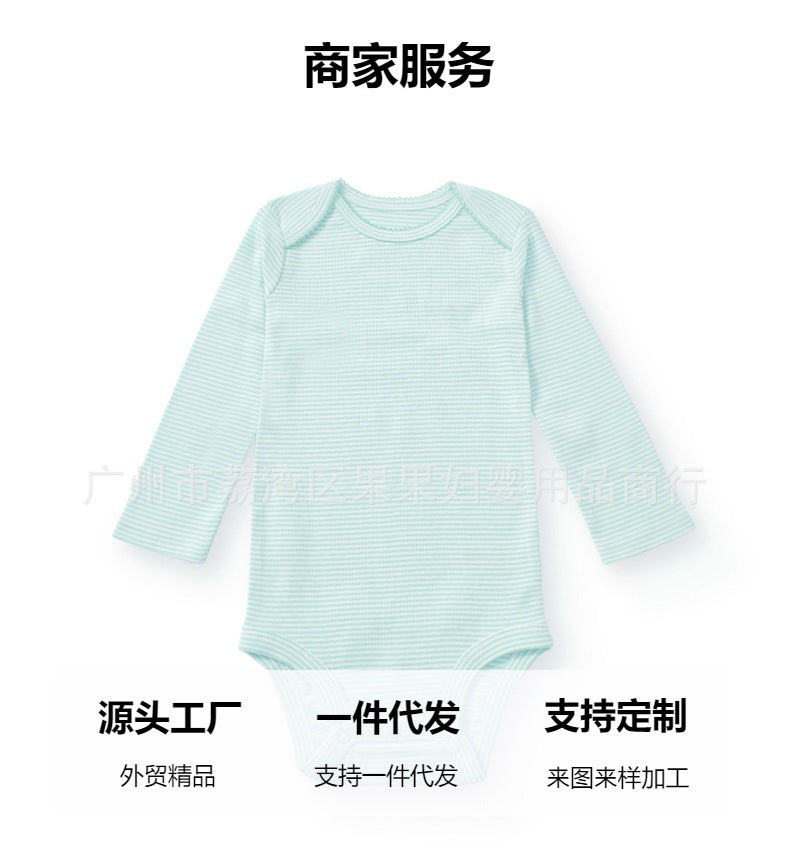 Baby clothes spring and autumn baby girl bottom clothes cross-border long sleeves stripes bag butt clothes pure cotton type a one-piece