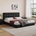 Source factory cream style leather bed small apartment master bedroom double bed with thin bedside black storage leather bed