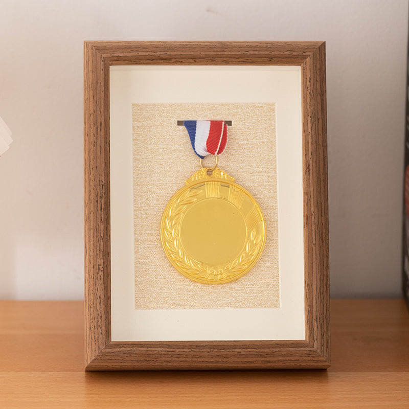 Wooden photo frame table medal storage display photo frame marathon gold medal hollow picture frame 10 inch keep medal