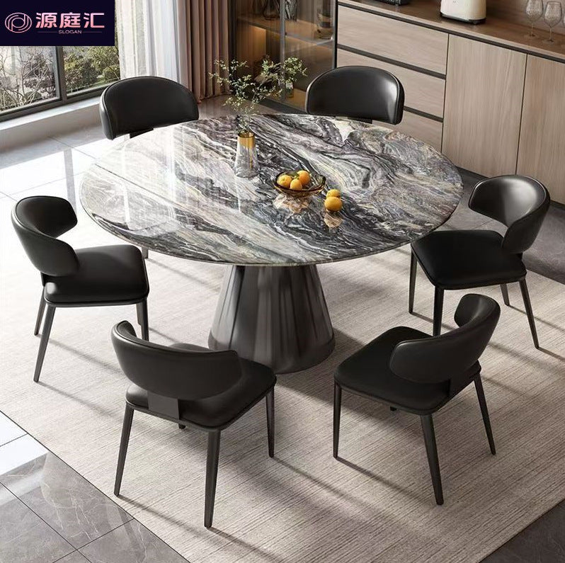 Italian natural microcrystalline stone retractable rotate dining table for home small apartment italianaccessible luxury round table foldable round table