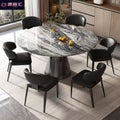 Italian natural microcrystalline stone retractable rotate dining table for home small apartment italianaccessible luxury round table foldable round table