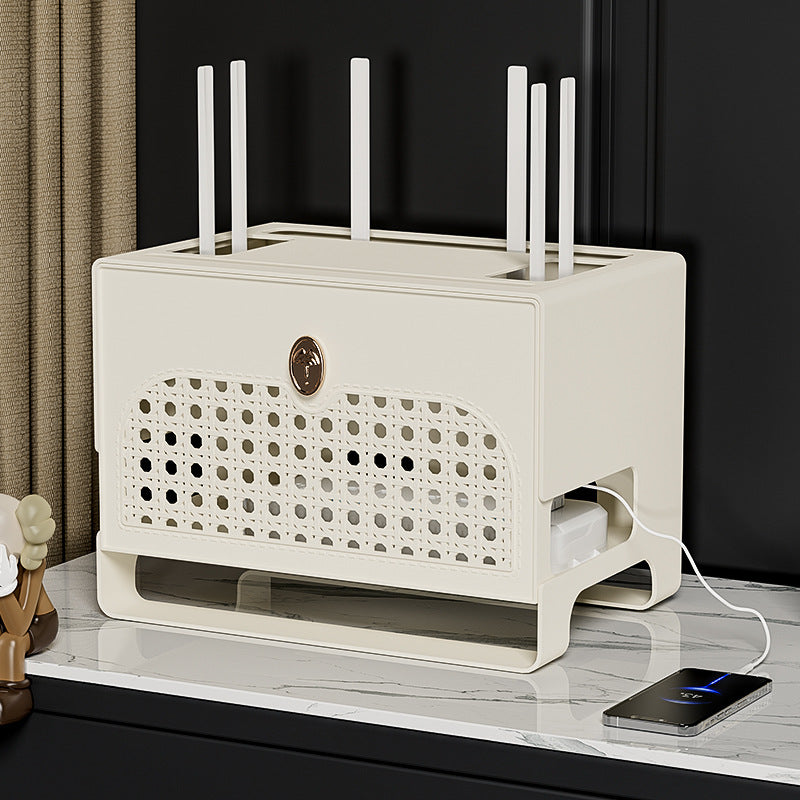 wifi router storage box home TV set-top box shelf socket wireless light cat wire sorting and placement