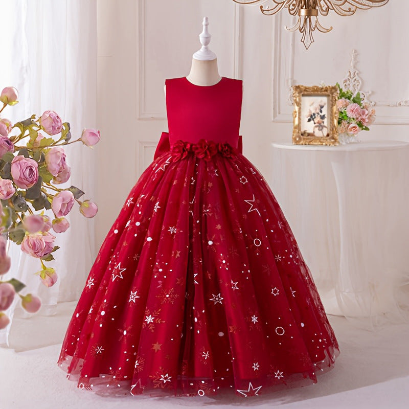European and american style little princess cross-border children's dress, high-end tulle skirt, girls' wedding dress, banquet princess dress, piano recital evening gown